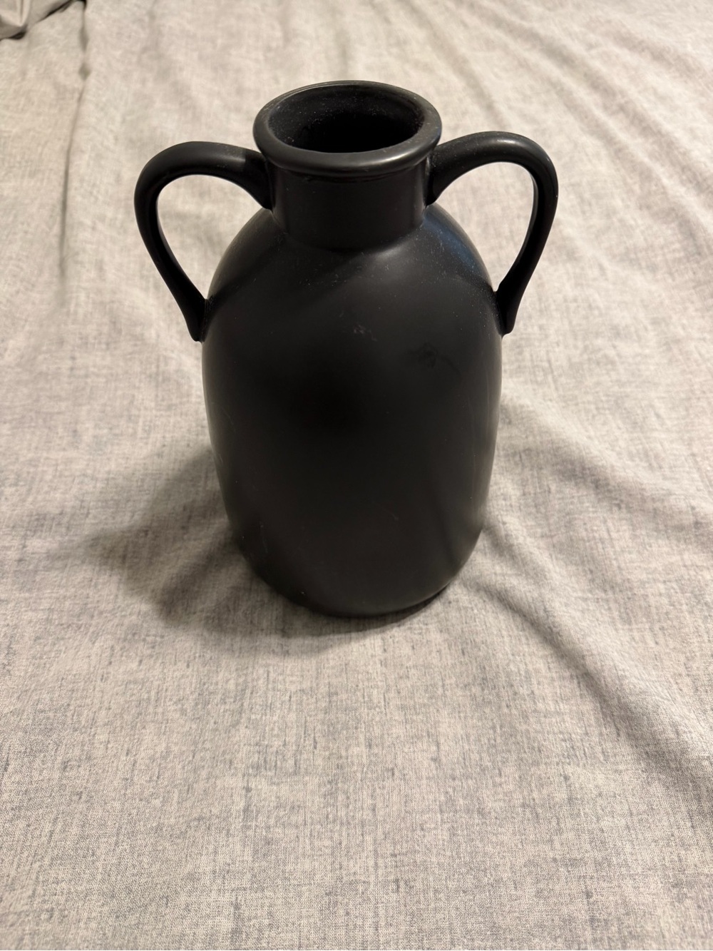 Matte Black Double-Handled Ceramic Vase